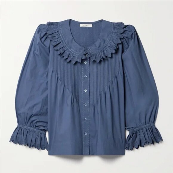 Doen Blue Ruffled Blouse - Picture 2 of 4